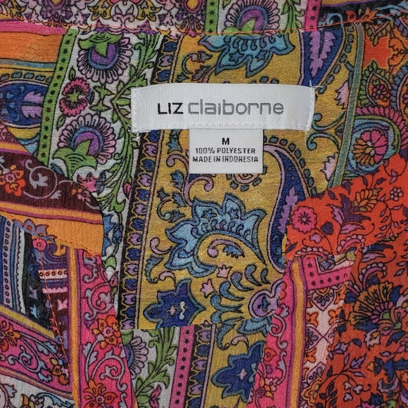 Liz Claiborne Sheer Paisley Patchwork Blouse - Picture 6 of 7